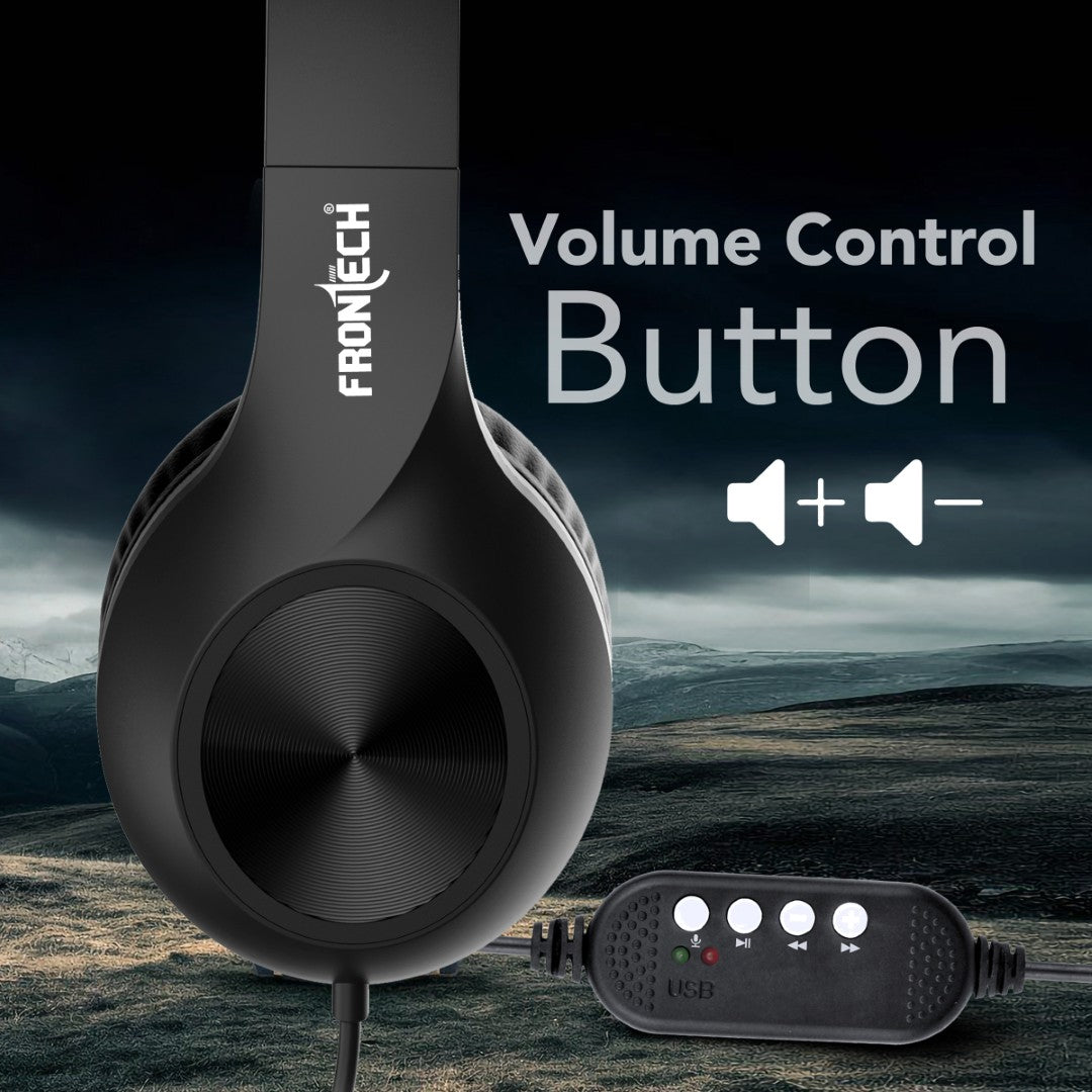 Frontech Wired Multimedia Headphone: Mic, Volume Control, 40mm Drivers (HF-3451) Frontech Wired Multimedia Headphone: Mic, Volume Control, 40mm Drivers (HF-3451)